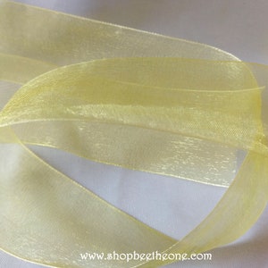 Lot de 2 mètres de Ruban en organza - 40mm - jaune clair - pour mariage, décoration, customisation, couture, scrapbooking...