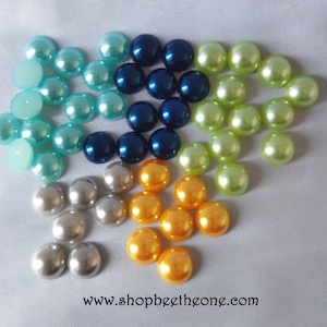 Set van 10 ronde halve parel strass cabochons - 12 mm - 5 kleuren beschikbaar
