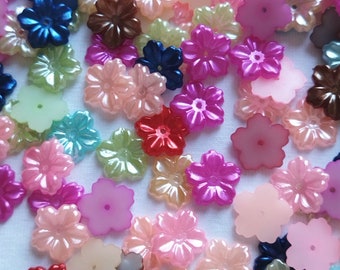 Lot de 10 Perles intercalaires rondelle Fleur nacrée - 12 mm - 11 coloris