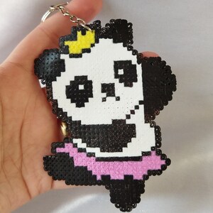 Porte-clés en perles à repasser Hama Panda kawaii 3 modèles fait sur demande Panda danseuse