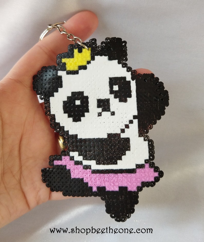 Porte-clés en perles à repasser Hama Panda kawaii 3 modèles fait sur demande Panda danseuse