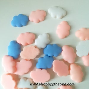 Lot de 5 Cabochons plats "Nuage" en résine, pour embellissement - 25 mm - 3 coloris