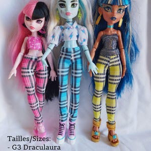 Leggings mit Karomuster für M High Puppen – 3 Farben – 3 Größen – Basics Kollektion