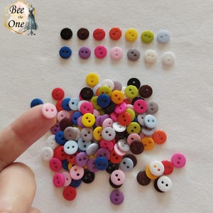 Lot de 20 Mini Boutons Ronds en plastique - 9 mm - 14 coloris disponibles