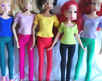 Leggings/collant lunghi per bambole Principessa da 29 cm (2 taglie) - 5 colori - Collezione Basics