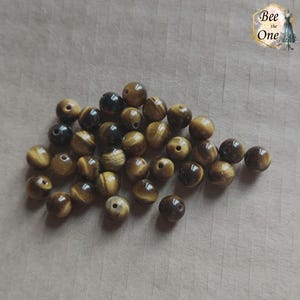 Lot of 6 round natural tiger eye beads - grade AAA - 6 mm