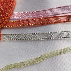 Lot de 5 mètres de Ruban fantaisie organza bicolore brillant - 7,5 mm - 4 coloris - pour décoration, couture, scrapbooking...