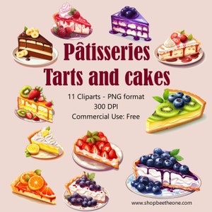 Set de cliparts "Pâtisseries" - 12" x 12" - 300 DPI - Set de 11 images - A télécharger