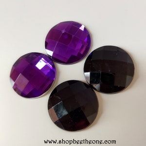 Set van 2 ronde facetgeslepen halve parel cabochons - 30 mm - 2 kleuren