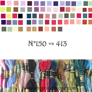 Matassa di filo di cotone per ricamo - 8 m - 6 capi - colori DMC da 150 a 413 - senza marchio