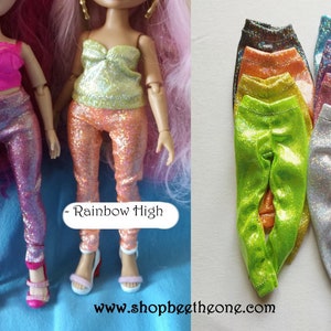 Lange Leggings mit holografischem Aufdruck für Rainbow High Dolls – 8 Farben – Basics-Kollektion