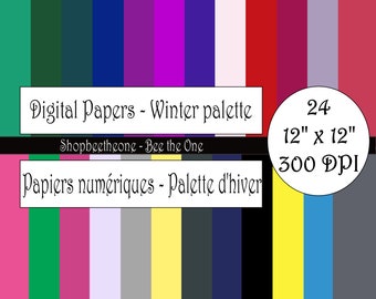 Digital papers "Winter Palette"  - 12" x 12" - 300 DPI - Set of 24 images - To download