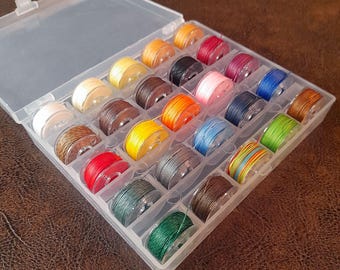 25 Color Waxed Polyester Thread Set: Leathercraft, Shoemaking, Bookbinding