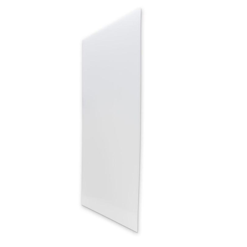 Puede incluir: Un panel rectangular blanco con un borde biselado, sobre un fondo blanco. El panel est&aacute; posicionado en &aacute;ngulo, mostrando sus l&iacute;neas limpias y dise&ntilde;o minimalista. La superficie parece lisa y reflectante.