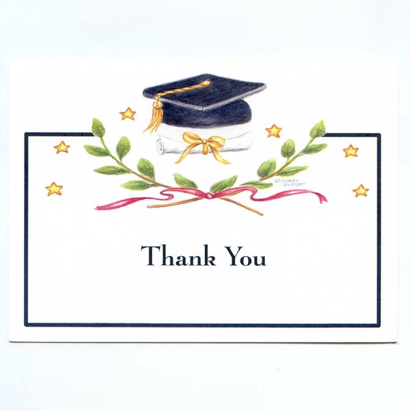 Graduation Thank You Note Cards Victory Emblem Blank Box of 10 by Audrey Ascenzo