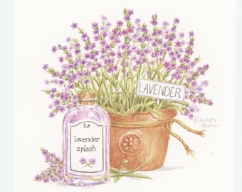 Lavender Art Print Aromatherapy Spa Bath Essence Art PosterEdition 6 x 6 by Audrey Ascenzo