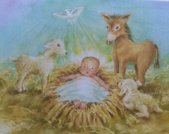 Jesus Manger Animals Blessings Love Joy Peace Boxed Christmas Cards Set of 10 Religious  Cards Christian Christmas Cards 5x7 Paper Christmas