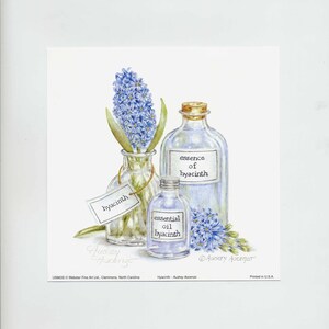 Aromatherapy Art Print Hyacinth Blue Bath Essence 6 x 6 Open Edition Signed Art print by Audrey Ascenzo image 10