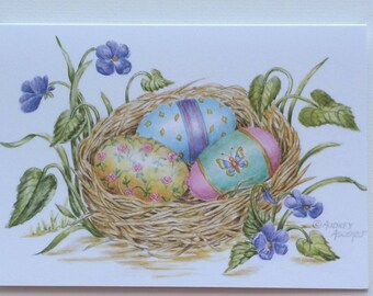 Painted Easter Eggs in Nest Greeting Cards Boxed Easter Cards Set of 10 Easter Greeting Cards 5x7