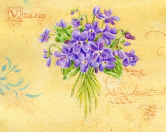 Sympathy Violet Bouquet Heartfelt Thoughts Greeting Card 5x7  Sympathy Paper Card