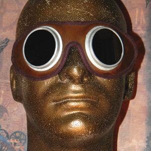 Awesome Antique Steampunk Tinted Goggles - Very Good Condition Leather and Glass Antique Goggles for Steampunk Fans