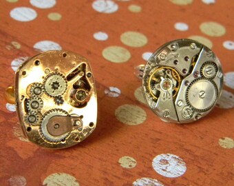 Steampunk Watch Movement Ring. Silver Tone or Gold - Your Choice. Costume Statement Rings Upcycled from Vintage Mechanical Watch Movements.