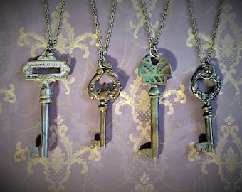 Beautifully Made Genuine Antique Key Pendants. 4 Stunning Varieties of Antique Barrel Keys. Offered Individually. Steampunk Necklace.