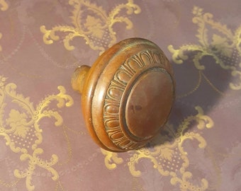 Elegant Stamped Brass Antique Victorian Door Knob. Late 1800's to Early 1900's Origin. Rare Hardware Knob.