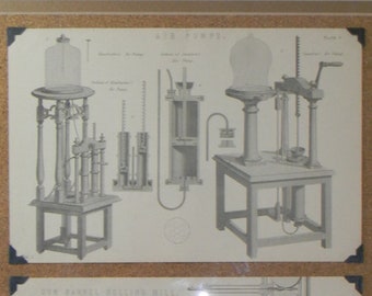 Framed Art Antique Mechanical Drawings 1880 - Original Victorian Era Technical Prints Beautifully Mounted