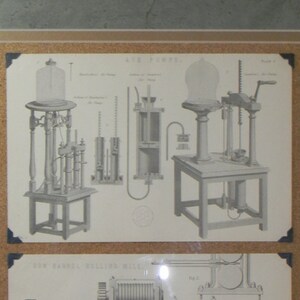 Framed Art Antique Mechanical Drawings 1880 - Original Victorian Era Technical Prints Beautifully Mounted