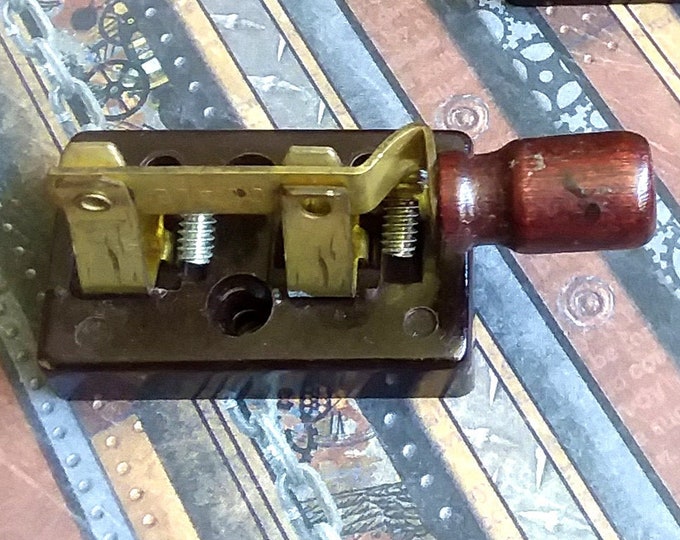 Compact Vintage Knife Switch With Wood Grip. SPST Disconnect. Great