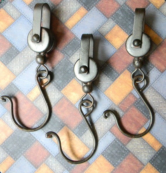 Steel Industrial Style Pulley Shaped Hooks For Curtain Rods Etsy