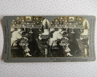 100+ Year Old Charming Stereoscope Card, Romantic Antique Stereoview Stereograph Card, Keystone View Co., In Excellent Condition, Circa 1906
