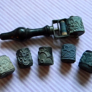 Beautiful Antique Embroidery Roller Stamps. Festonnier Fabric Embroidery Roller Embroidery Roller Stamp With 6 Stamps