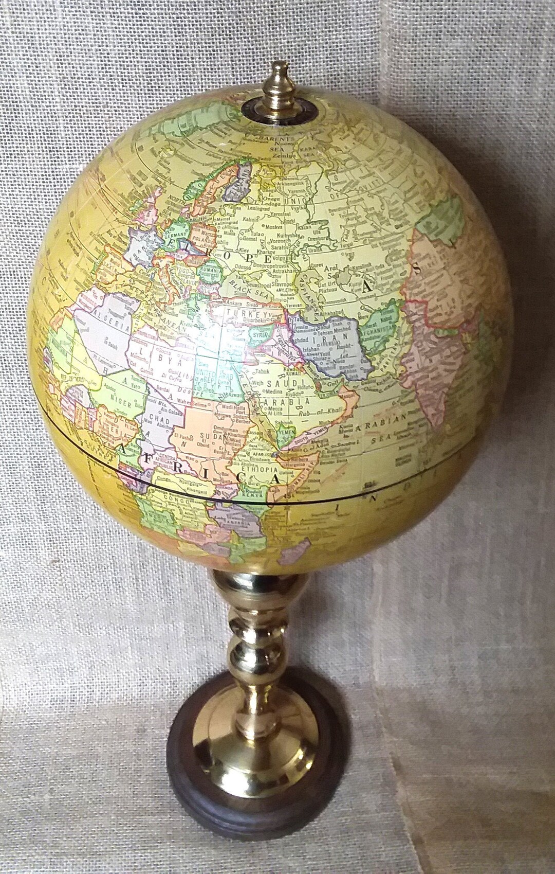 Elegant Custom Library Globe in Classic Goldenrod Style W/custom Brass ...