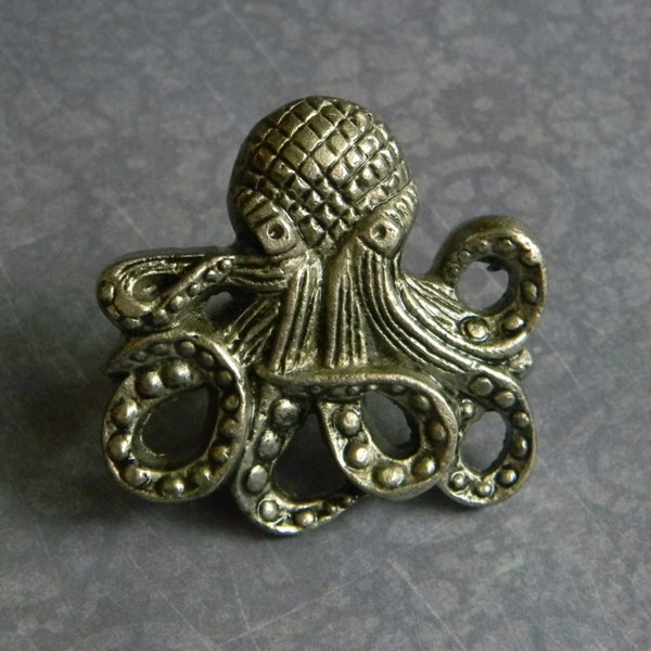 Cast Iron Octopus Knob - Kraken Door Knob - Cast Octopus Cabinet Knob or Drawer Knob for Bureau - Nautical Style Knob