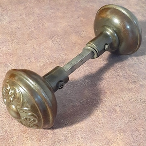Elegant Antique Brass Doorknob Set. Brass Painted Bronze Doorknobs. For Projects. Late 1800s to Early 1900s. Enjoy!