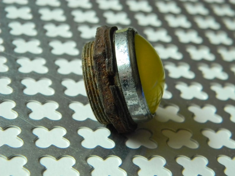 Beautiful Material for Makers and Crafty Steampunk Designers. Deep Yellow Glass Domed Lamp Cover Lens Pilot Indicator Lamp Cover Jewel