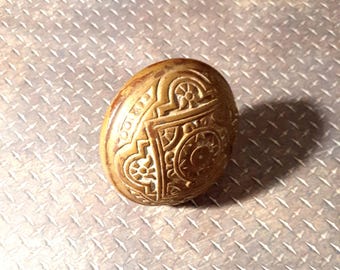 Elegant Stamped Brass Antique Victorian Door Knob Set. Late 1800's to Early 1900's Origin. Rare Hardware Knob. For Projects.