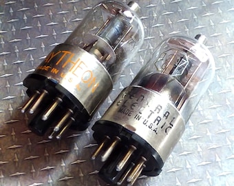 Cool Pair of Vintage Vacuum Tubes In Very Good Condition for Makers, Upcyclers, and Steampunk Crafters. Untested. Model 12Q7 GT.
