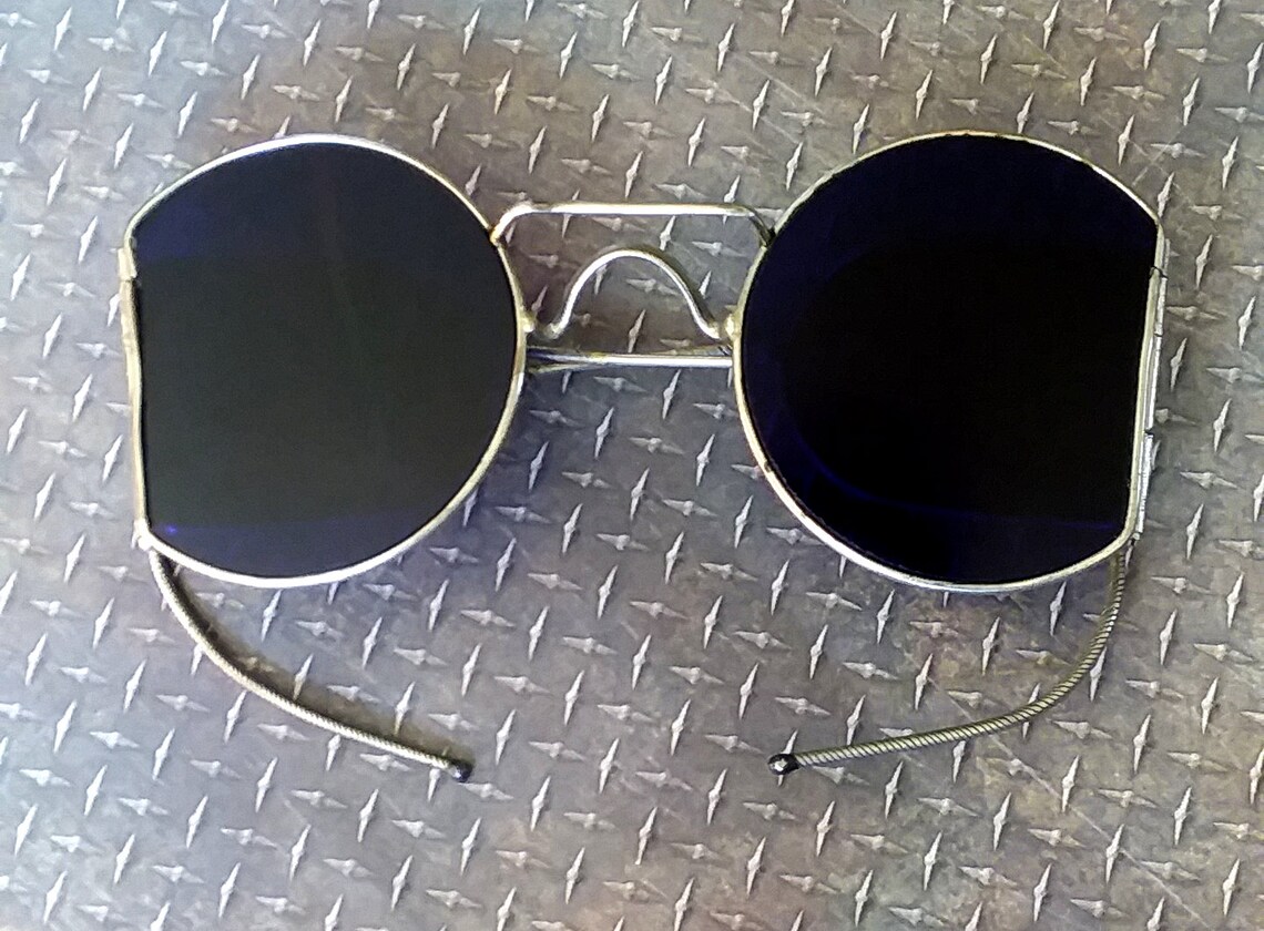 Amazing Antique 4 Lens Sunglasses. Dark Cobalt Blue Glass Etsy