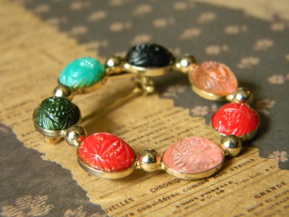 Lovely Vintage Egyptian Revival Style Scarab Broo… - image 2