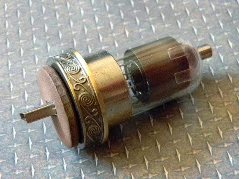 Illuminated 64GB USB 2.0 Flash Drive Built Into GR8 Condition Radio Vacuum Tube Cool Blue Antique Radio Tube Upcycled Steampunk Flash Drive