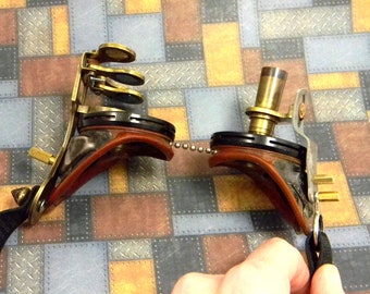 Custom Refitted Steampunk Goggles. Vintage Green Tinted Glass Lens Safety Goggles Upcycled into Steampunk Costume Goggles w/Dystopian Charm!