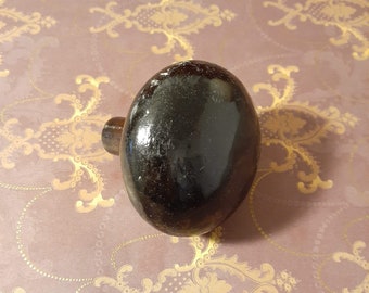 Elegant Black Glazed Porcelain Antique Victorian Door Knob. Late 1800's to Early 1900's Origin. Rare Hardware Knob.