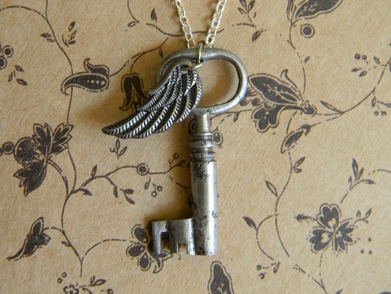 Petite Antique Key Pendant - Beautiful Old Key Re… - image 2