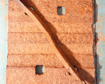 Vintage Iron Railroad Spike And Bracket. Rustic Steel Railroad Nail And Steel Plate Set. Great for Makers and Crafters of all Cuts.
