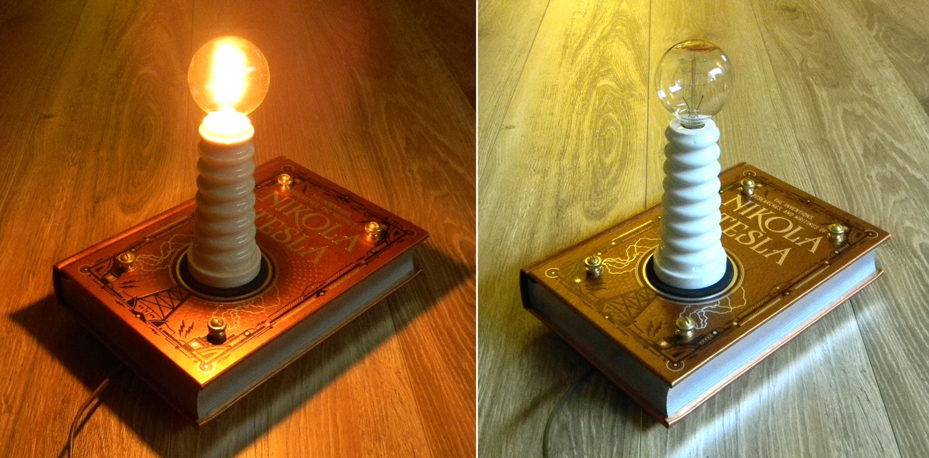 Handmade Nikola Tesla Inspired Steampunk Book Lamp. Lots of Etsy