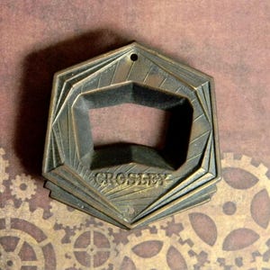 Antique Art Deco Style Brass Radio Faceplate Cover for Receiver Dial - Mfg. Crosley - Very Good Condition - Orig. Unpolished Brass - 1930&#39;s?
