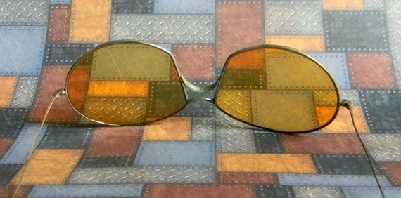 Rare Large Lens Amber Tinted Vintage / Antique Av… - image 7